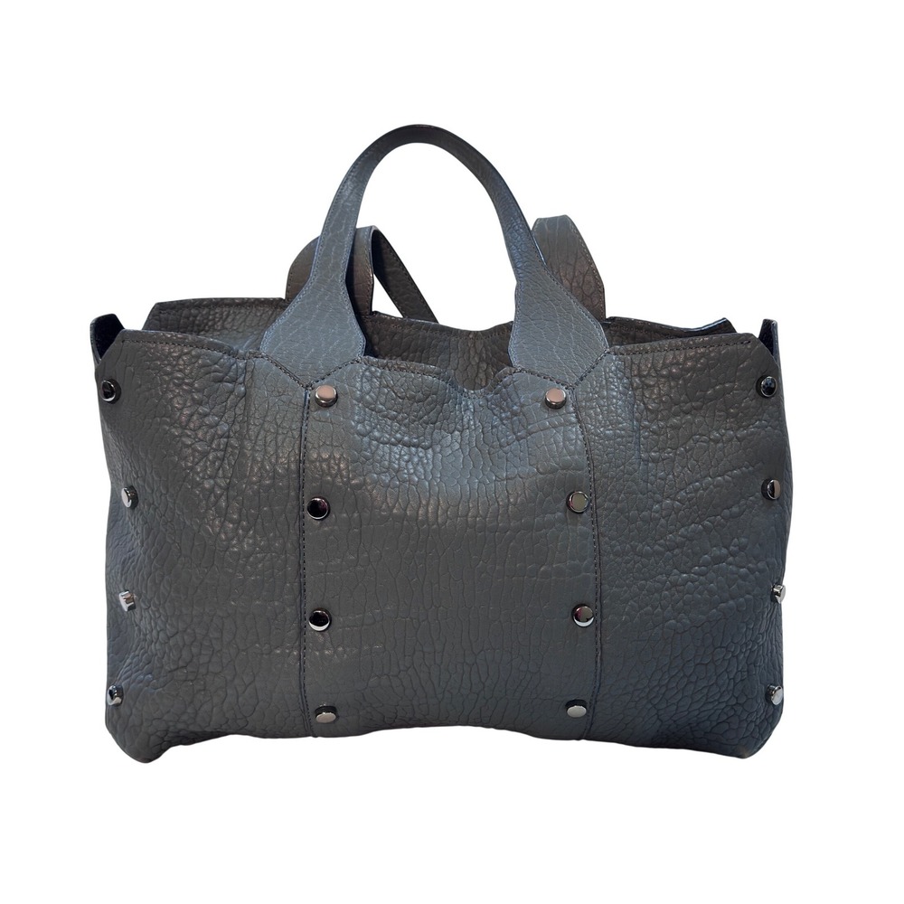 Jimmy Choo Studded Gray‎ Leather Tote Top Handle Shoulder Bag EUC, COA